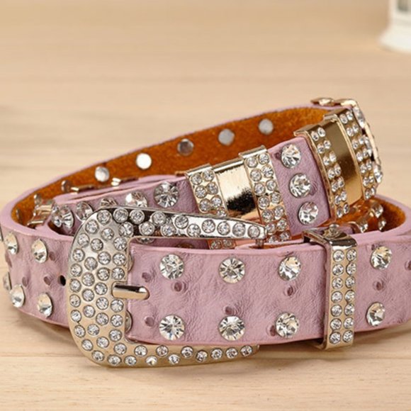 Rhinestone belts designer name Clearance